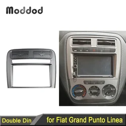 Double 2 Din Car Radio Fascia Fit for Fiat Grand Punto 2005-2009 Left Wheel  Dash Mounting Installation Trim Frame Stereo Kit