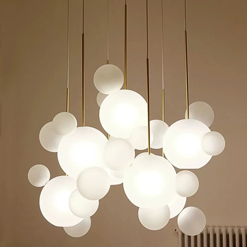 

2025 New Luxury Nordic Style Glass Pendant Lamp Mickey Shape Chandelier Dimmable Ceiling Light for Restaurant