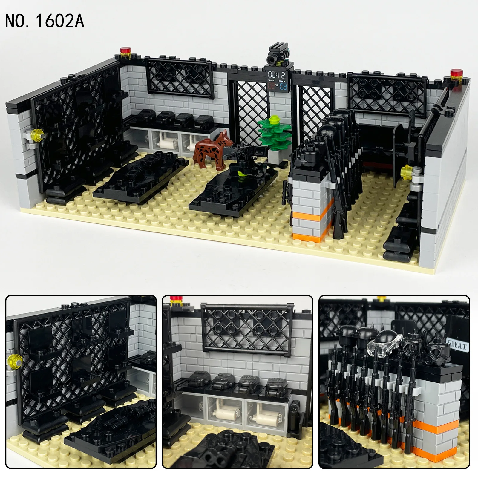 Special Policeman Training Hall Acessórios Pack, Blocos de Construção Montados, Baseplate, Equipamento De Arma De Parede, Tijolos Brinquedos