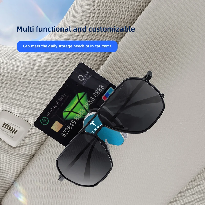 Car Eyeglass Clip Sun Visor Sunglasses Holder Auto Interior Accessories For Tesla Model 3 ModelYSX SpaceX Juguete Roadster Coil