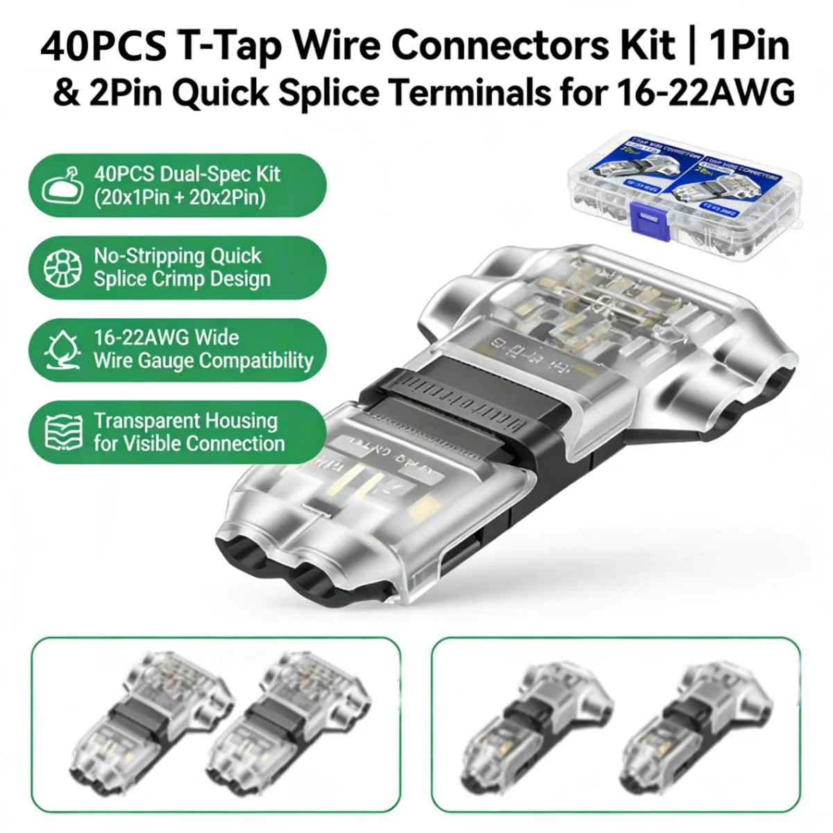 40Pcs T-Tap Wire Co…