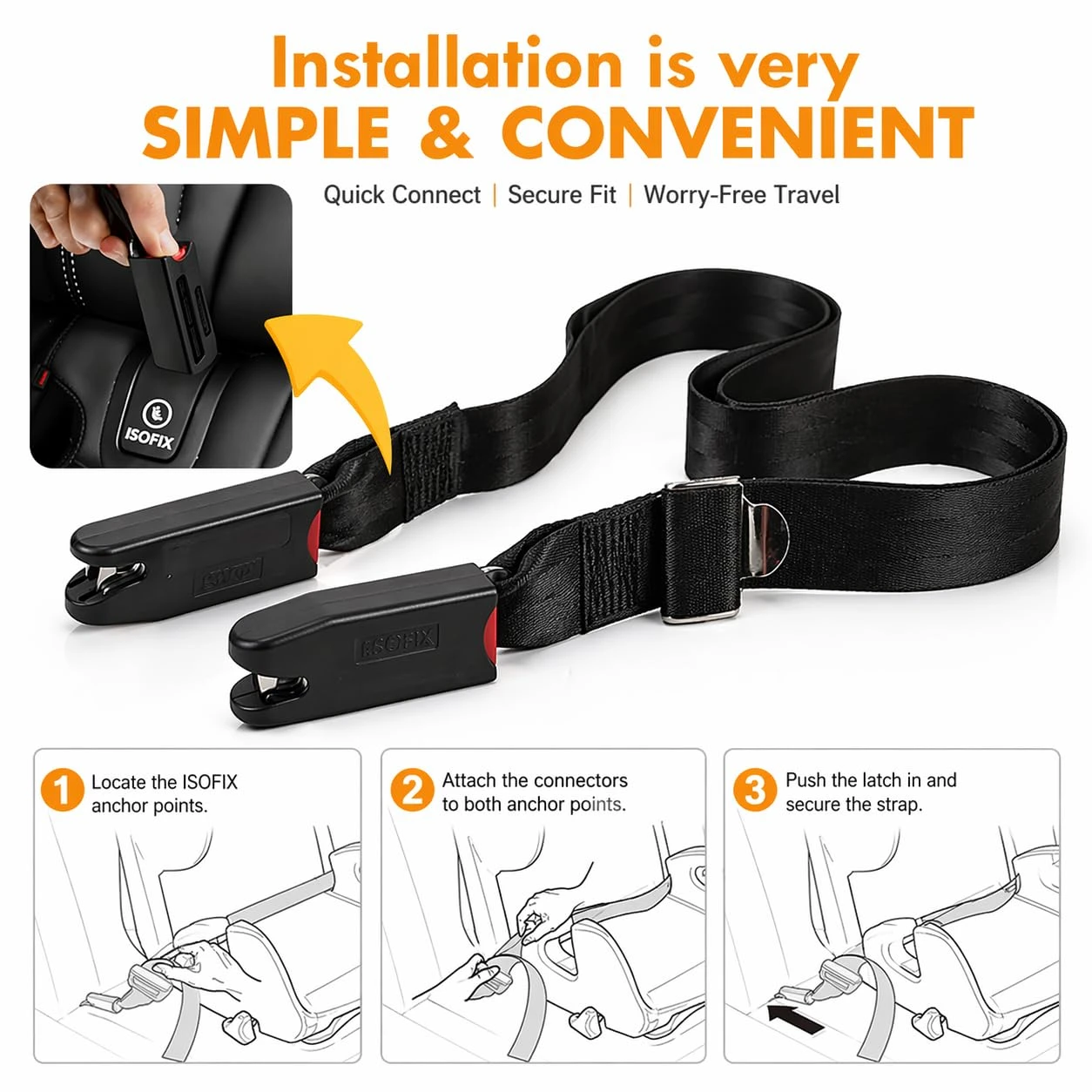 Strap Pads Compatible with 1 Pcs Universal ISOFIX Kids Seat Car Fixing Straps Covers with Latch Interface Accessory Cover Set