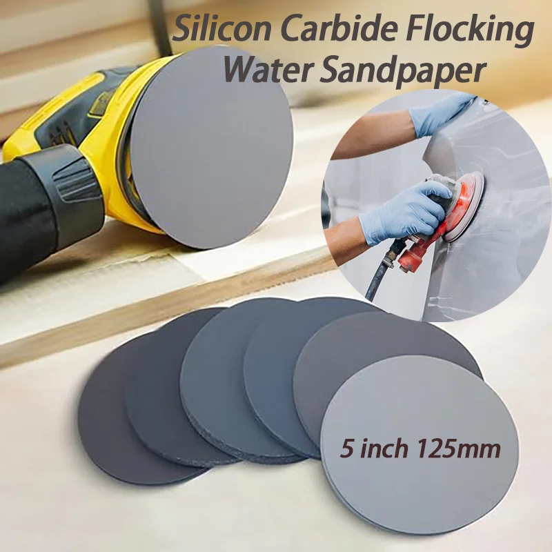 20pcs 5-inch 125mm Silicon Carbide Flocking Water Sandpaper for Dry and Wet Polishing and Grinding Back Velvet Disc Sandpaper