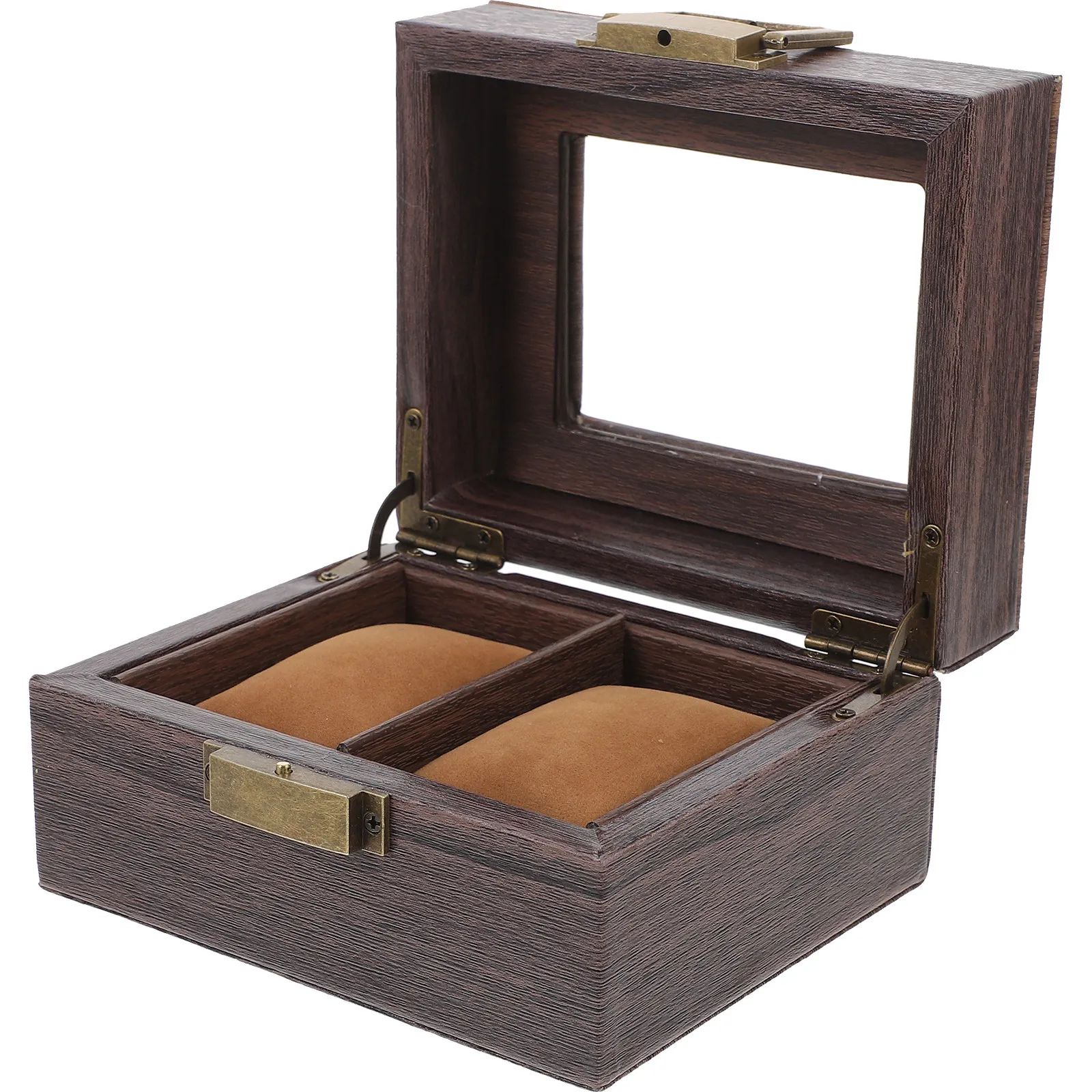 

Wooden Jewelry Box Retro Style with Clear Acrylic Lid Small Desktop Display Case for Earrings Rings Necklaces Bracelets Brooches