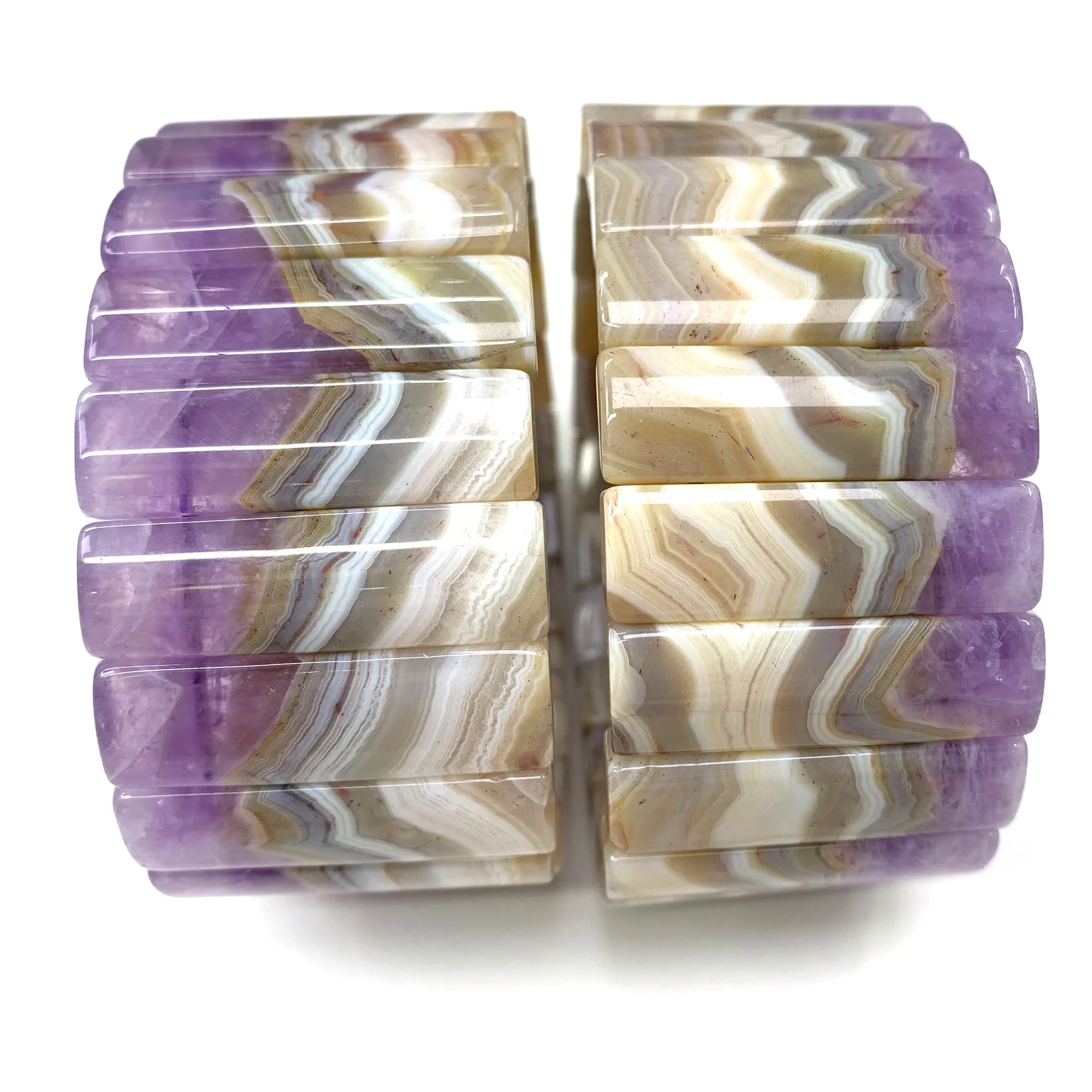 Veemake Natural Lace Amethyst Bracelet Bracelets Flat Rectangle Beads 08630