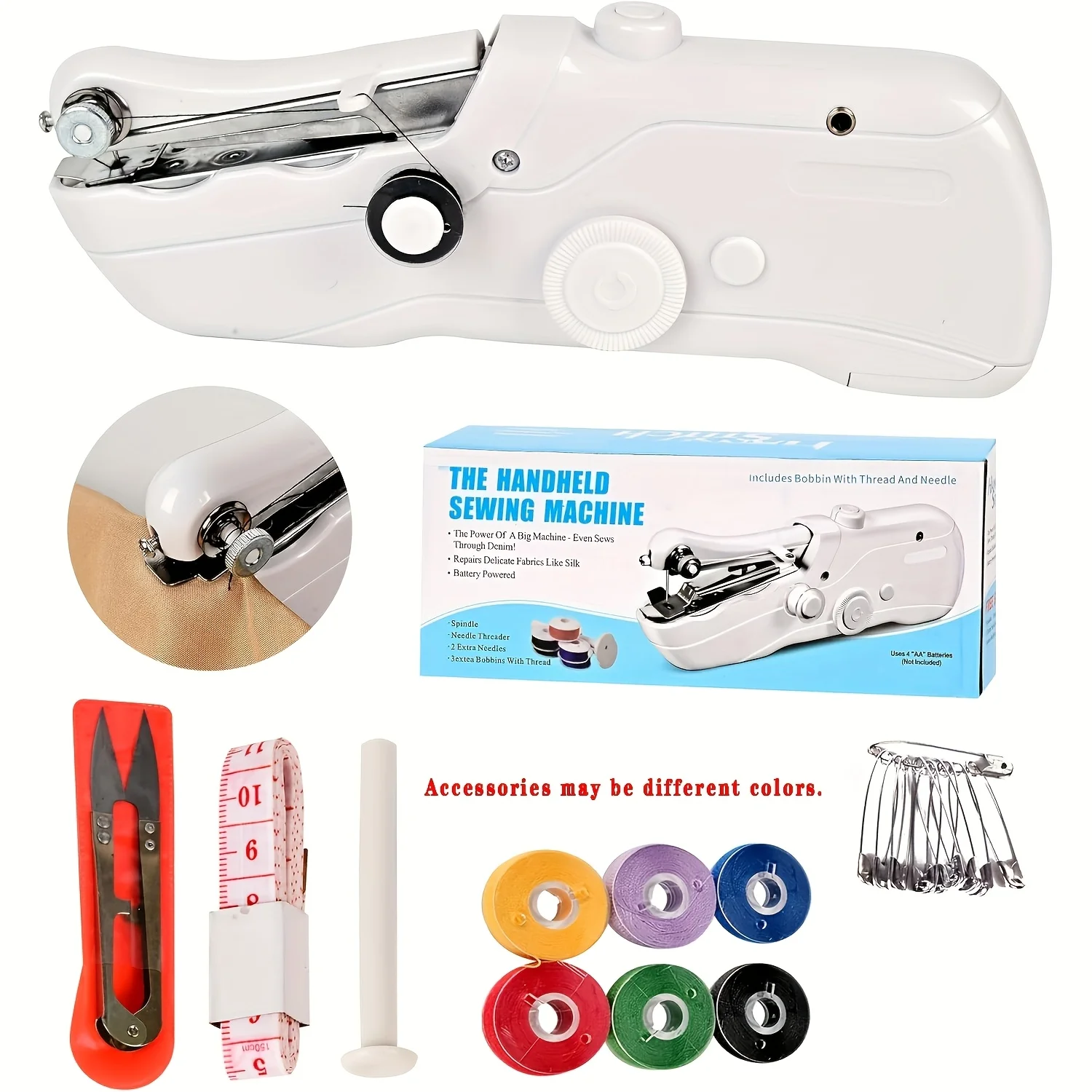 Portable Hand-Held Sewing Machine with Dual Power Supply Design Can Easily Repair a Variety of Clothes.