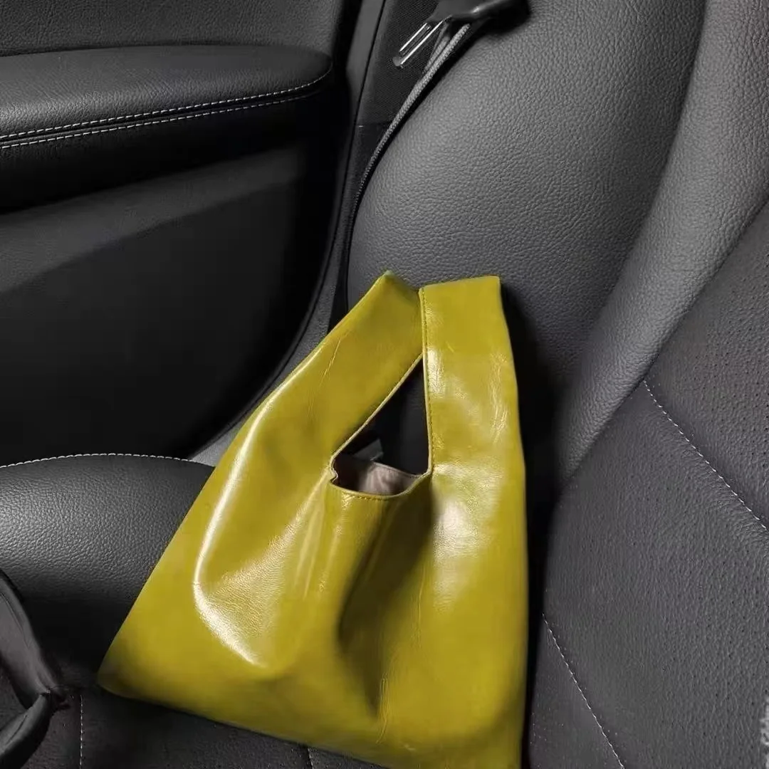Bolso de Mano Paris Miss de Cuero PU Color Amarillo Mostaza, Bolso Pequeño Cuadrado de Alta Gama para Mujer