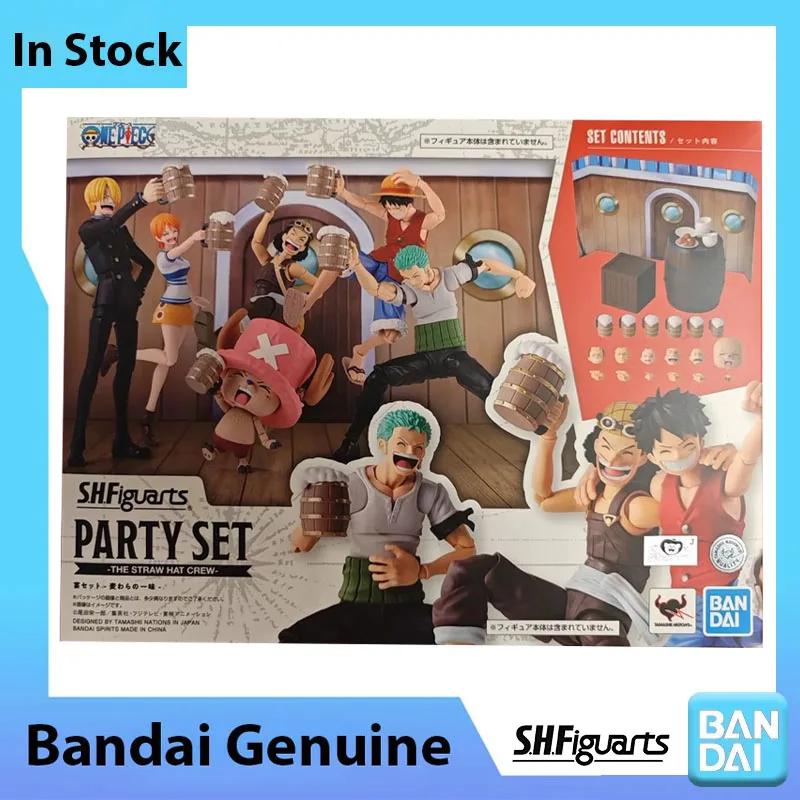 

Bandai 100% Genuine One Piece Model Kit SHF Party Set The Straw Hat Crew Anime Action Figure Collection Finished Model Toys Gift