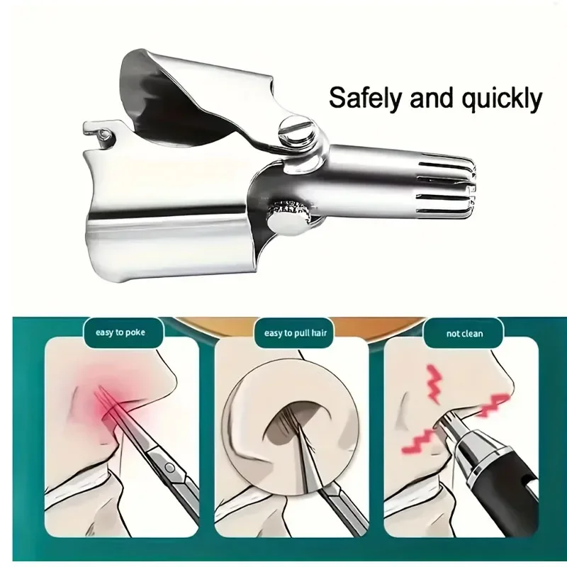 1PCS Washable Portable Manual Nose Hair Trimmer for Men & Women Waterproof Stainless Steel Ear Hair Trimmer with Cleaning Brush