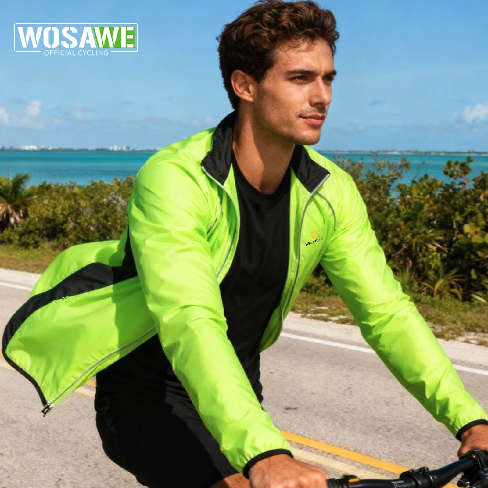 

WOSAWE Cycling Windproof Jacket Water Repellent Windbreaker Men Ultralight Long Sleeve Bike Jersey UV Protection European Size