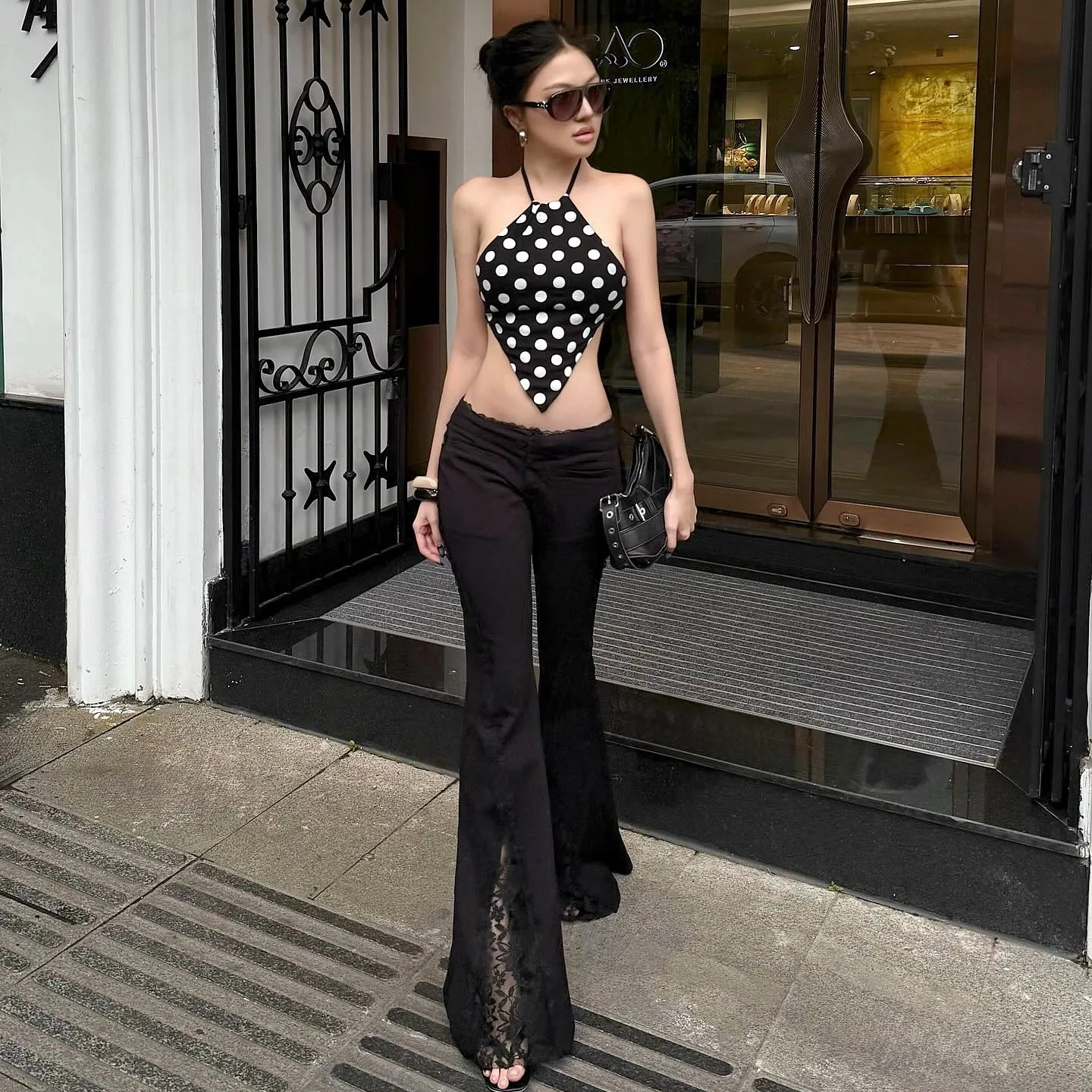 

New Fashion Personality Temperament Casual and Versatile High-waisted Flared Pants Trousers