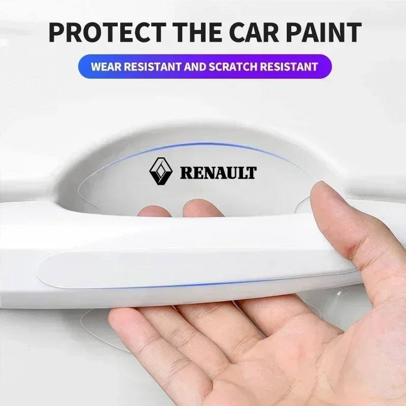 8Pcs Transparent Car Door Handle Bowl Decoration Badge Sticker For renault Koleos Kadjar Scenic Megane Sandero Grand Sill view 5