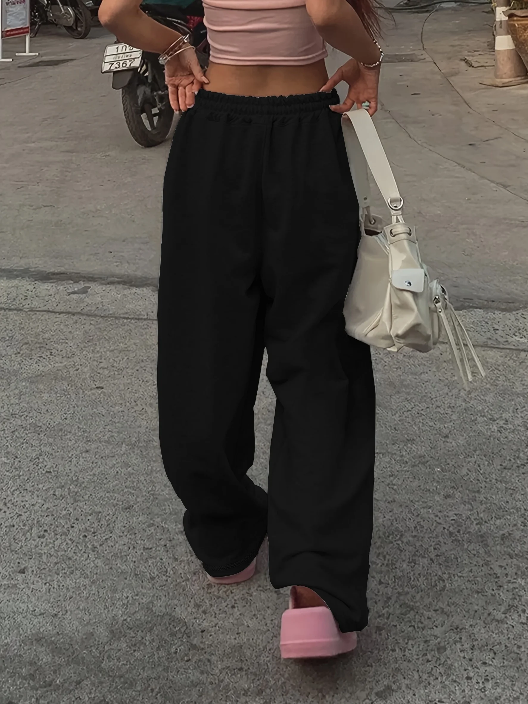 2026 Women's Fleece Sweatpants for Autumn and Winter Warm Casual Loose Stylish and Versatile Streetwear Trendy Oversized