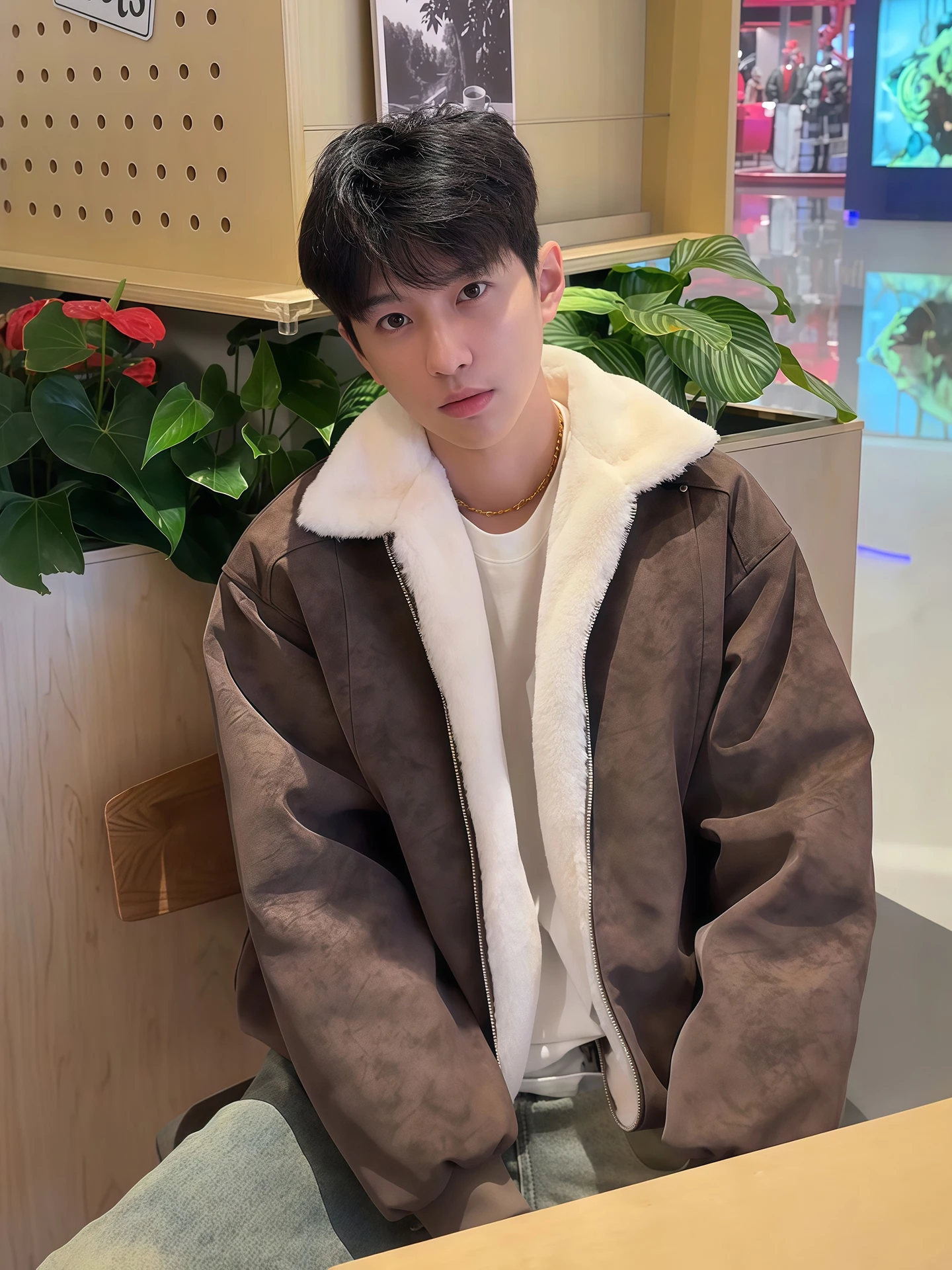 

Мужская зимняя куртка American Sle из утолщенного коричневого хлопка с подкладкой из овчины и искусственной кожи, повседневная верхняя одежда Cleanfit