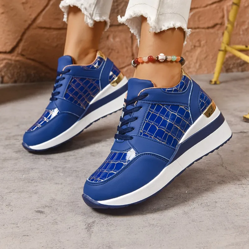 

Brand Designer2025 Wedge Heel Sneakers for Women Autumn New Casual Trend Non-slip Cross Strap Women's Flat Shoes Zapatillas Muje