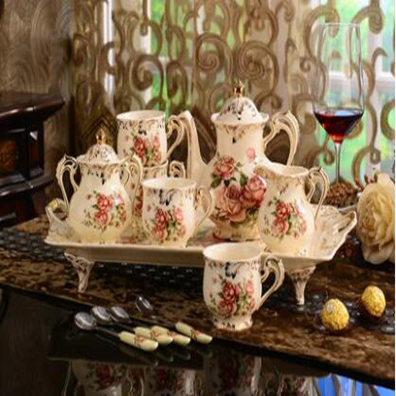 Ceramic coffee cup set European tea set coffee set British afternoon tea ceramic cup set with tray gift