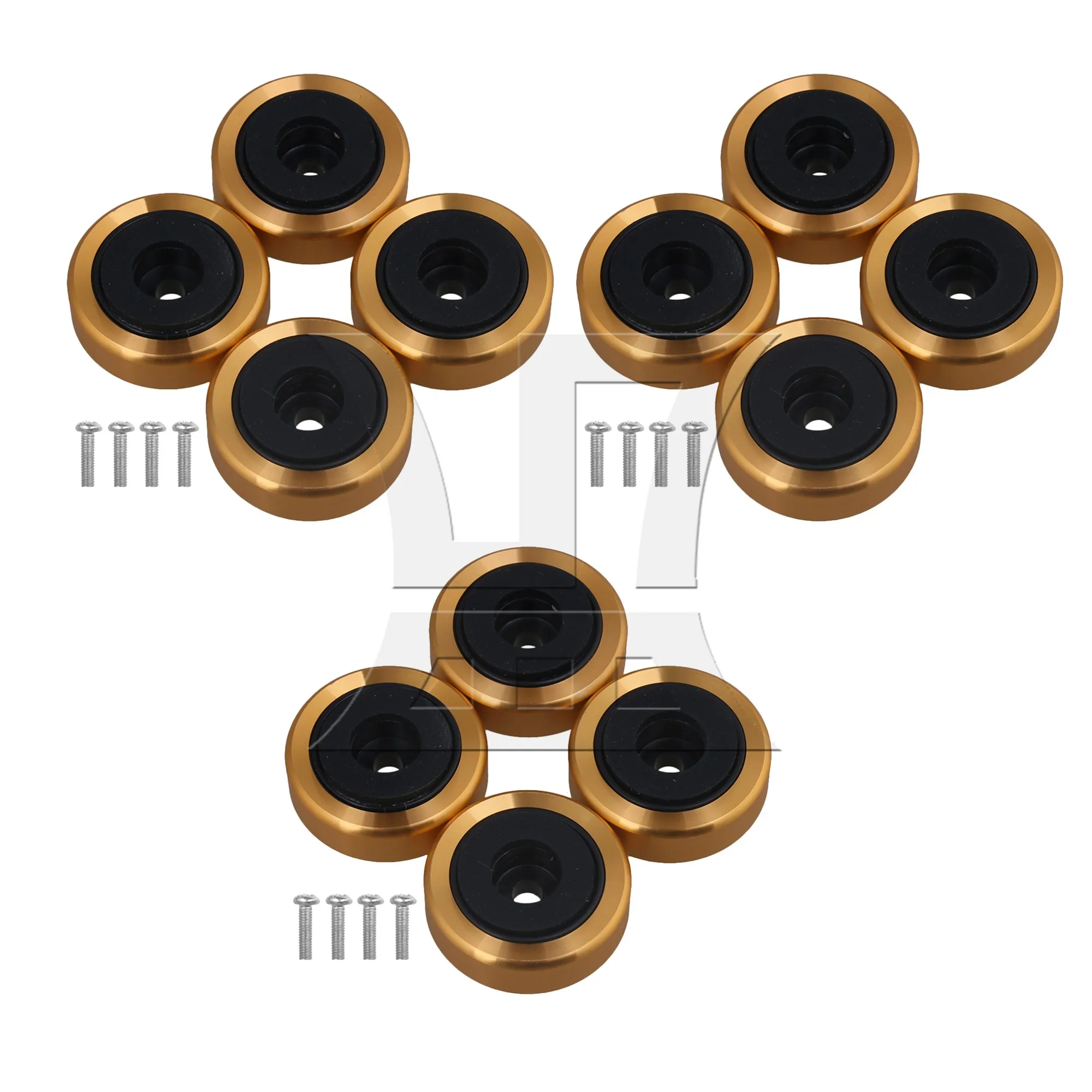 12 Pcs Gold Alloy Plastic 30x11mm Amplifier Speaker Isolation Feet Pad