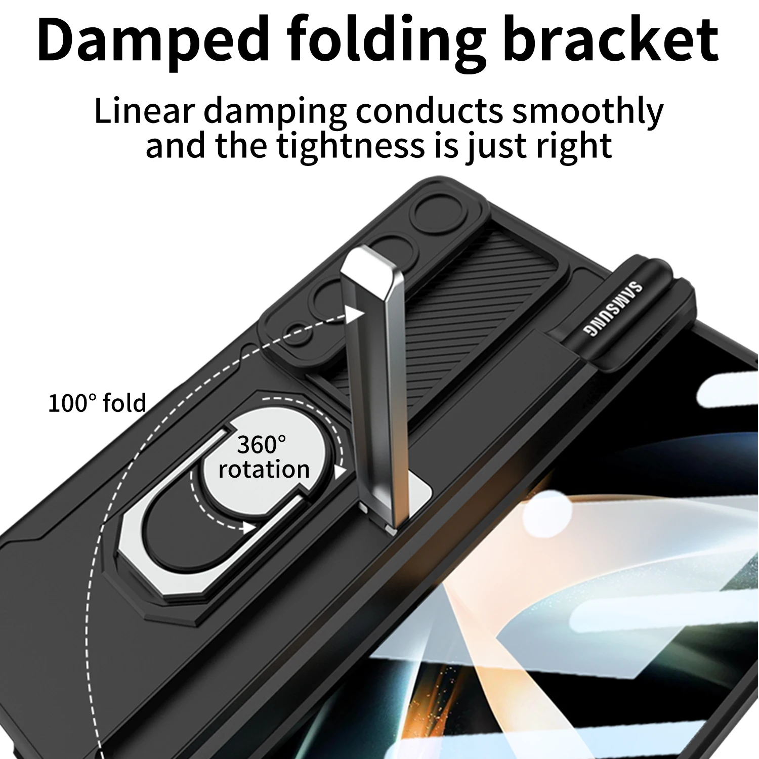 For Samsung Galaxy Z Fold 5 Case Hinge Armor Magnetic Fold 6 4 3 With Pen Car Holder Slide Camera Full Protector Kickstand Cover