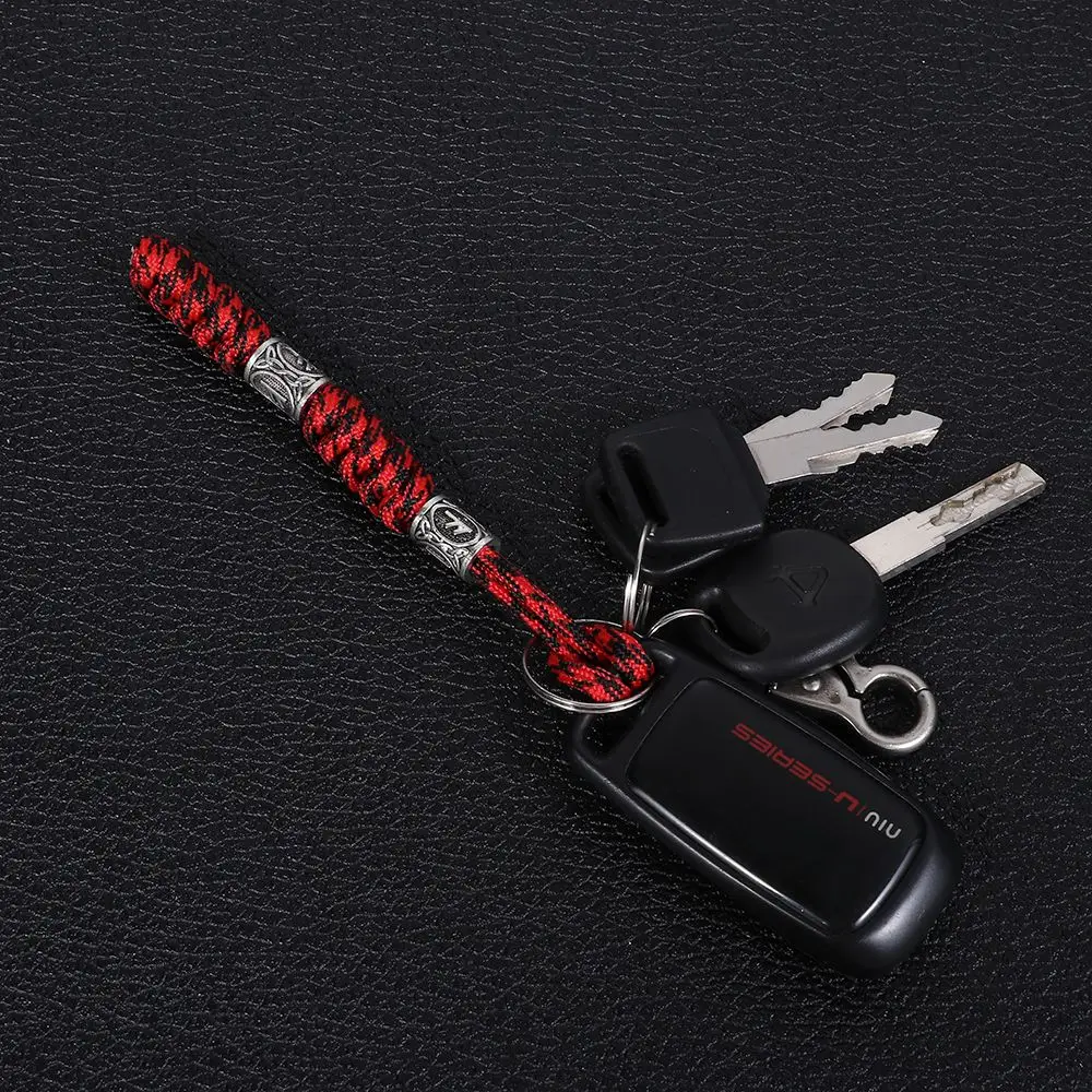 

5 Colors Outdoor Survival Kit Key Knife Lanyards Parachute Cord Keychains Car Key Chain Charms Rune Bead Keychain