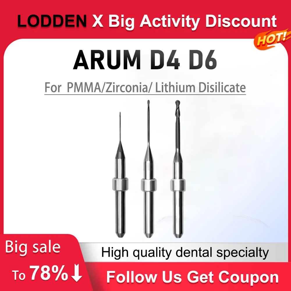 

Dental Milling Burs Cutters Machines D6 Dental Shank Grinding Drills For Arum CAD CAM For PMMA