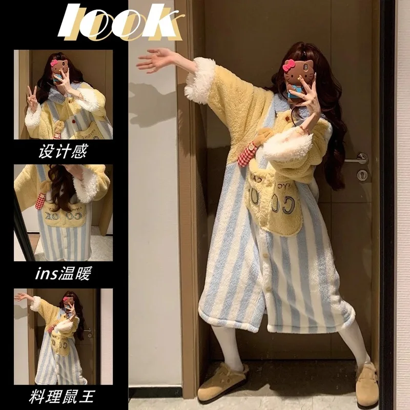 Anime Peripheriegeräte Ratatouille Remy Herbst Winter Plüsch Pyjamas Cartoon Merchandise Hause Nachtwäsche Set Paar Mädchen Nachtwäsche Geschenk