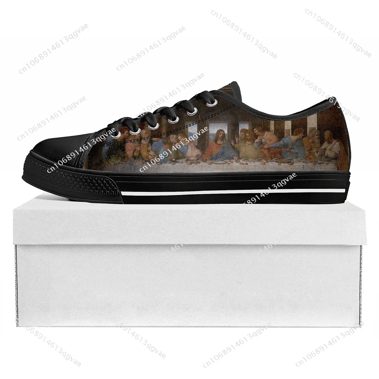 Da Vinci Last Supper Low Top Sneakers Womens Mens Teenager High Quality Sneaker Canvas Custom Made Shoes Customize Shoe Black