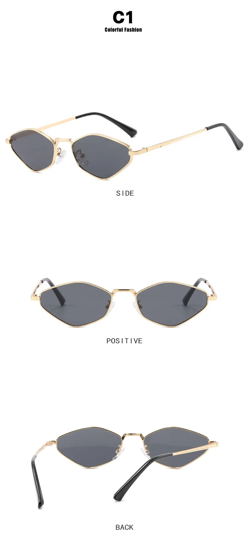 Modische Damen-Sonnenbrille mit Kleinem Polygonrahmen, Markendesigner Metallrahmen-Brille mit UV400-Schutz, Oculos – Detail 10