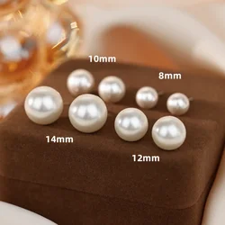 8-14mm Minimalist Imitation Pearl Korean French Elegance Stud Earrings For Women Stainless Steel Earing Classic Luxury Jewelry