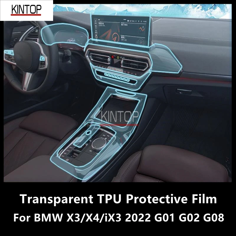 

For BMW X3/X4/iX3 2022 G01 G02 G08 Car Interior Center Console Transparent TPU Protective Film Anti-scratch Repair Film