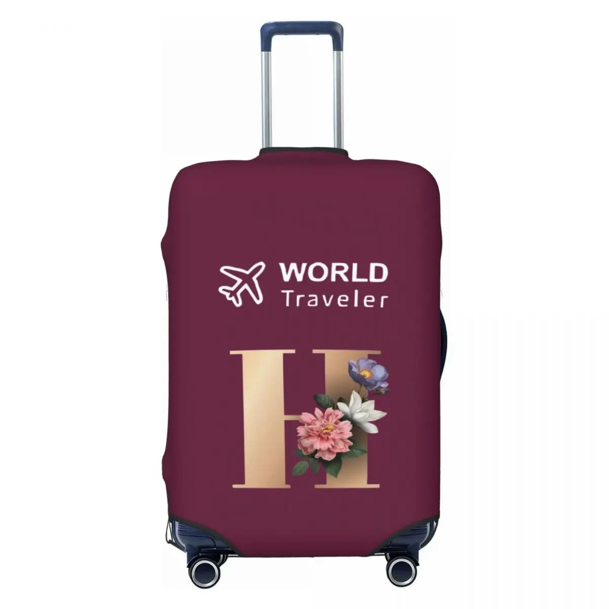 Gold Flower Letter H Print Suitcase Cover Fashion Travel Protector Holiday Practical Luggage Case