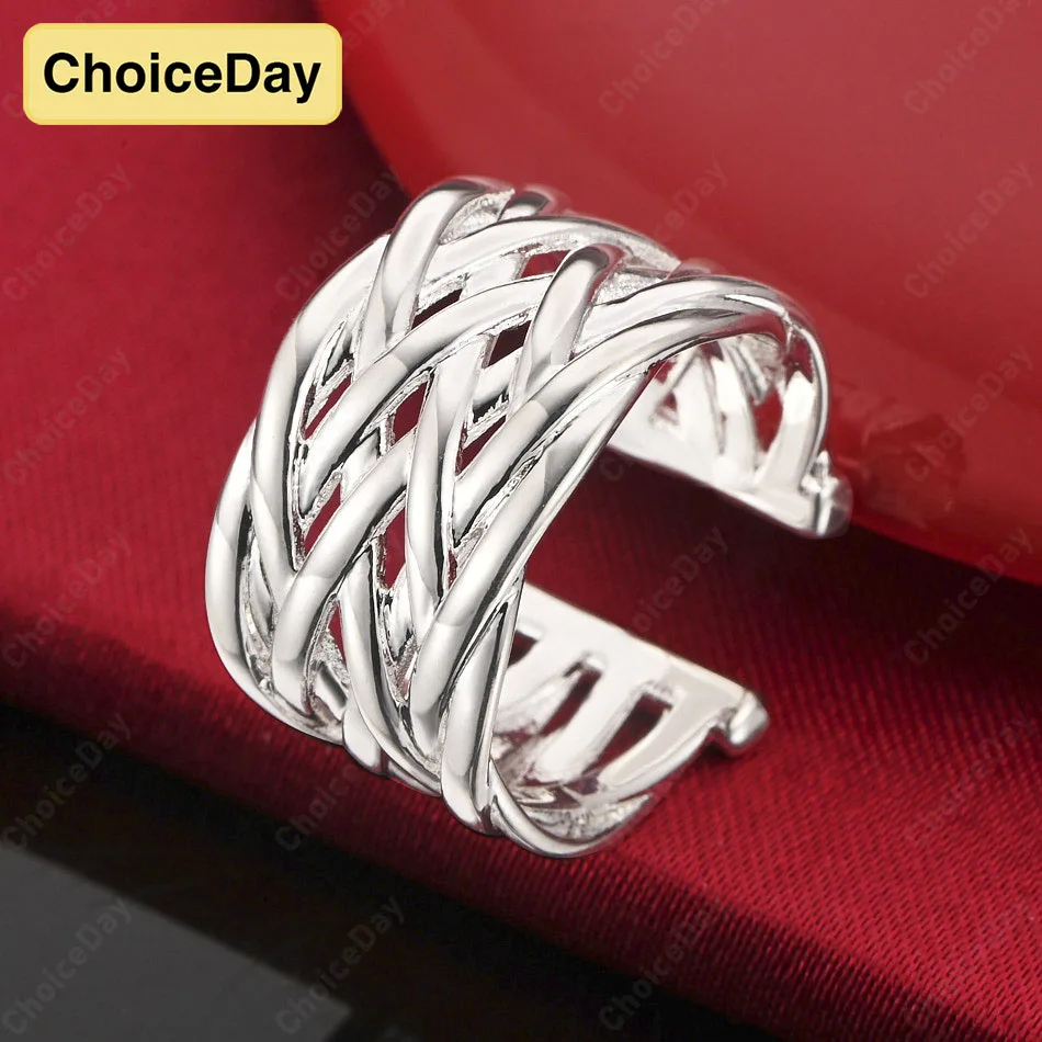 

ChoiceDay Elegant 925 Sterling Silver Open Delicate Braided Ring Women's Temperament Accessories Party Jewelry