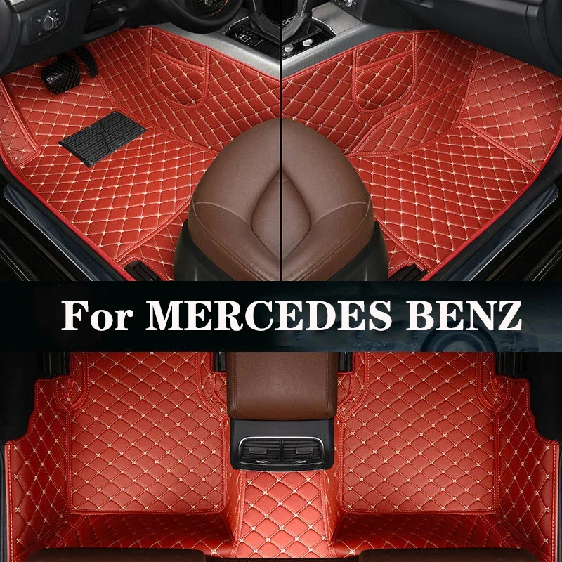 

New Side Storage Bag With Customized Leather Car Floor Mat For MERCEDES BENZ C(4door/Wagon) C-Class W203 W204 W205 Auto Parts