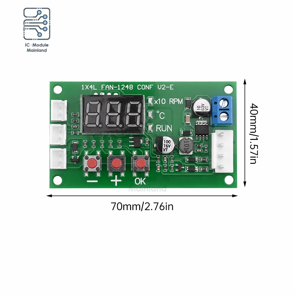 12-48V Digital 4-Wire PWM Fan Temperature Control Speed Controller Signal 10V Support EC EBM Fan