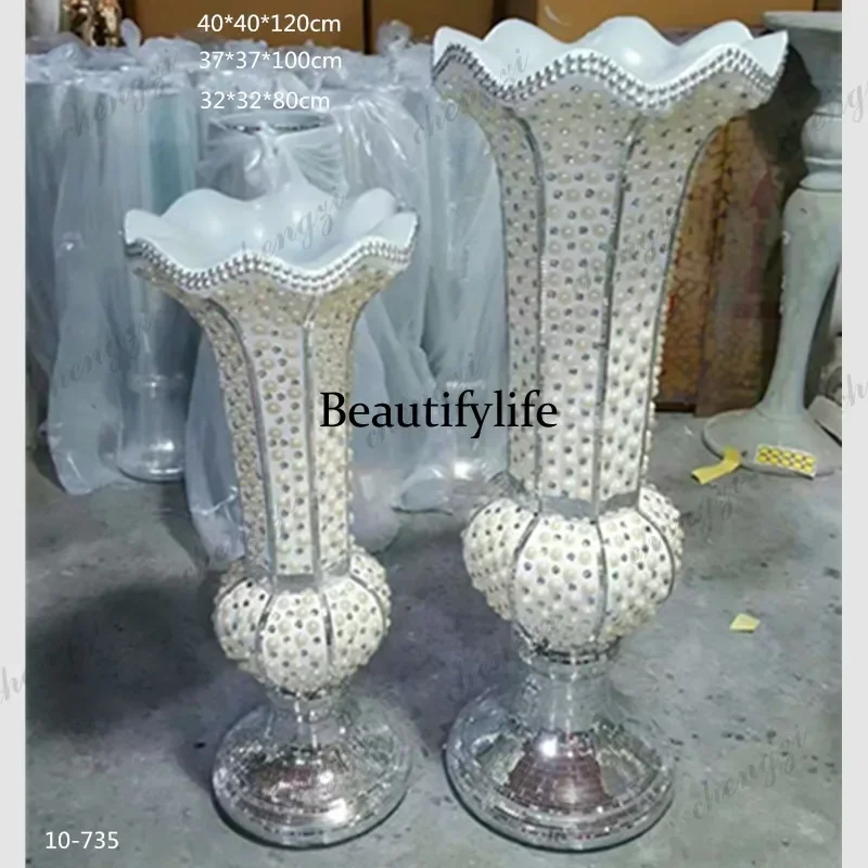 03 sticker pearl diamond floor-to-ceiling living room decorative vase flower insert fiberglass flower ware home decoration