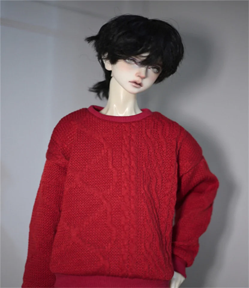 BJD doll clothes suitable for 1/3 1/4 SD10 woman POPO68 SSDF Uncle size red grain knit pullover sweater top doll accessories