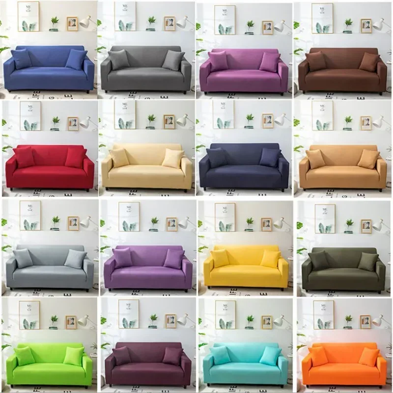 1/2/3/4 Solid Colors Sofa Cover Multi-color Spandex Fabric Sofacovers Soft Adjustable Elastic Sofa Seat Case for Dining Room