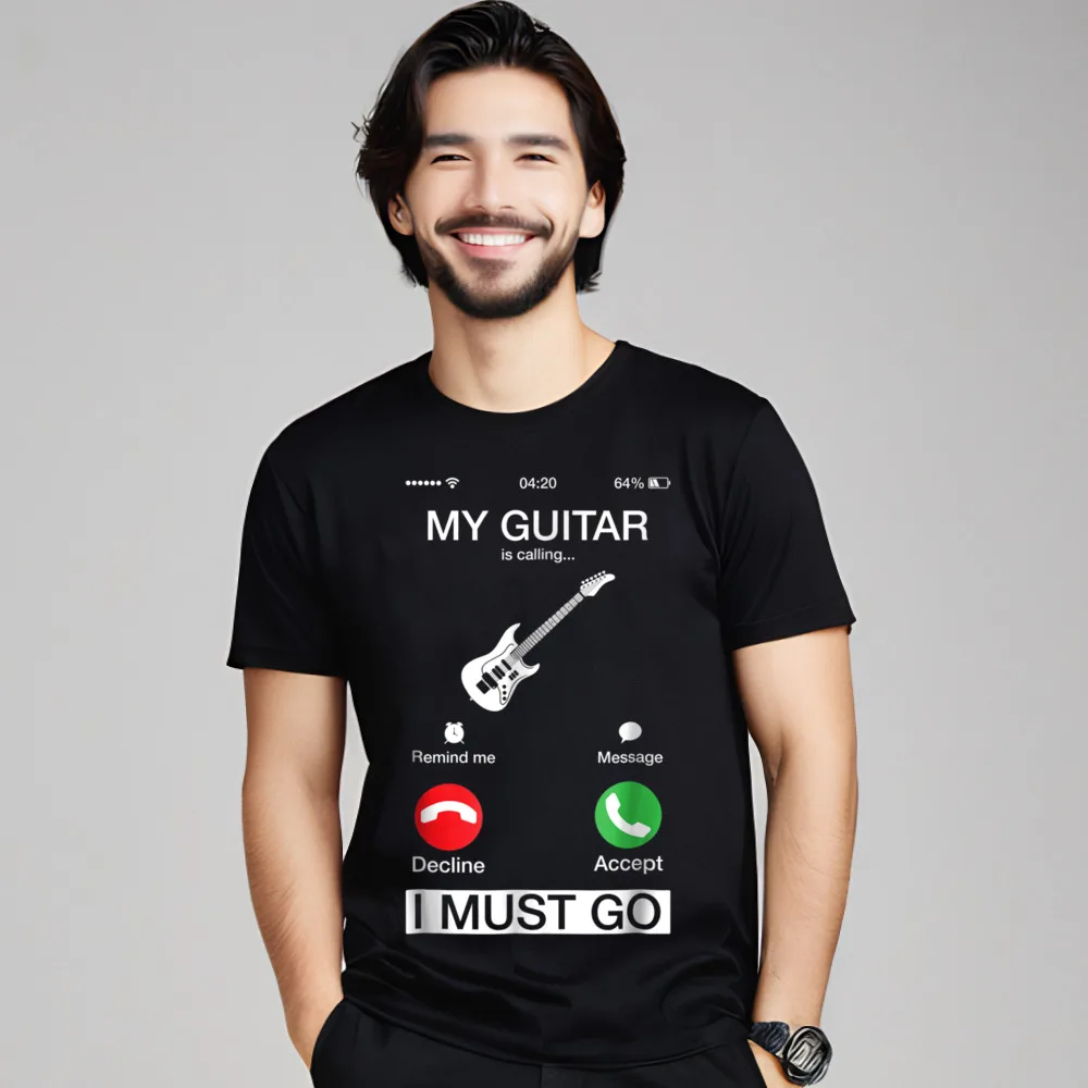 Tops & Tees My Guitar Is Calling And Mother Day Newest Party Short Sleeve Combed cotton O Neck Women's T Shirt Party T Shirts