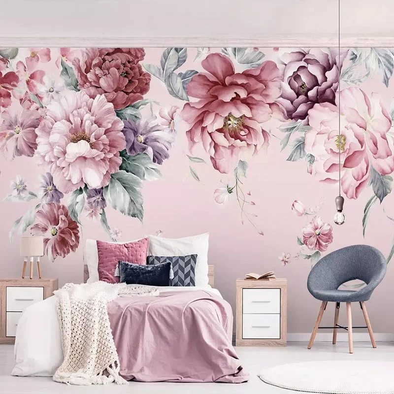 Custom Any Size Mural Wallpaper Modern Pastoral Flowers Hand Painted Photo Wall Paper Living Room Wedding House Papel De Parede