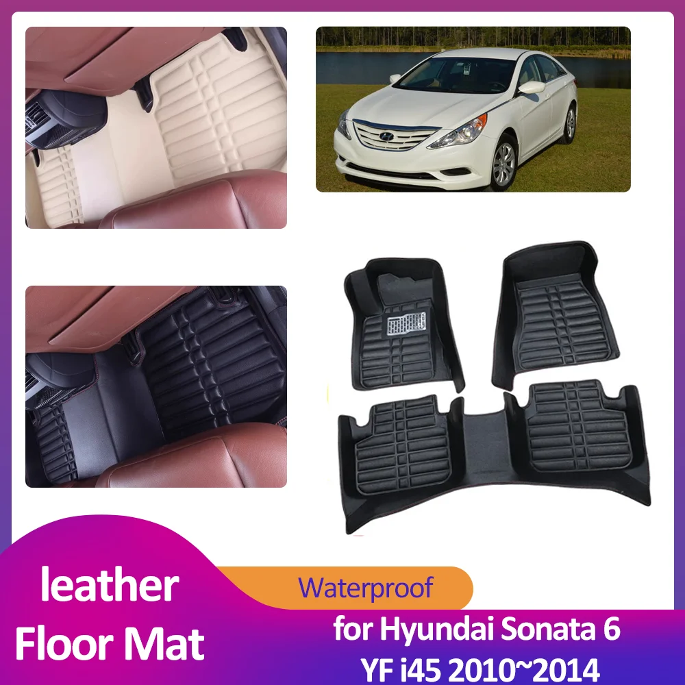 

Car Floor Mat for Hyundai Sonata 6 YF i45 2010~2014 2011 2012 Leather Foot Inner Liner Waterproof Carpet Pad Custom Accessories