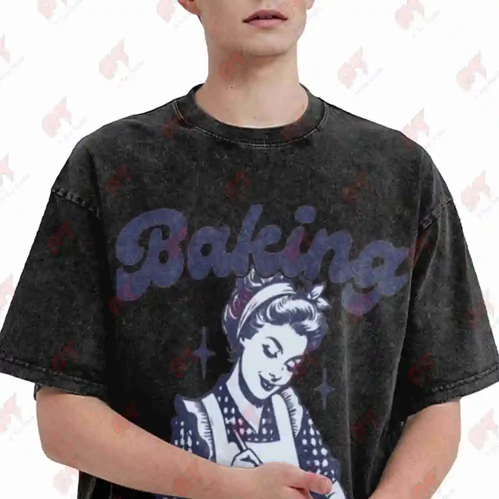 Baking Because Murder Is Wrong Vintage Washed Tee Pure Cotton T-Shirt