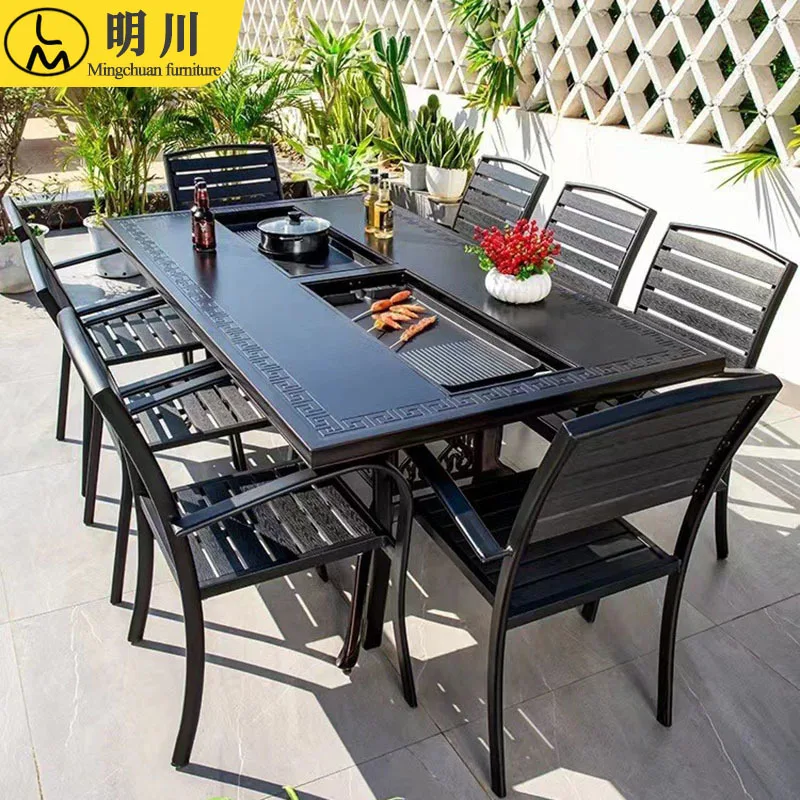 

Уличный стол и стул, двор, литой алюминиевый стол для барбекю, вилла, балкон, сад, бытовой электрический карбоновый стол и стул