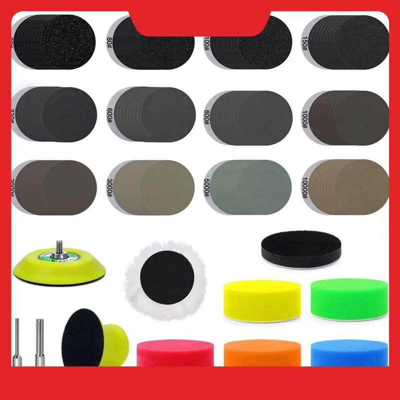 131 قطعة من أقراص الصنفرة مقاس 3 بوصات مع ورق الصنفرة 60-10000، مجموعة ترميم المصابيح الأمامية للسيارة للصنفرة الرطبة والجافة المتينة-N38R #1