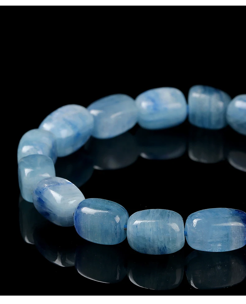JD Natürliches Kyanit Unregelmäßiges Perlenarmband 7-8mm Blauer Kristall Heilstein Damen Personalisierte Armbänder und Armreifen – Detail 7