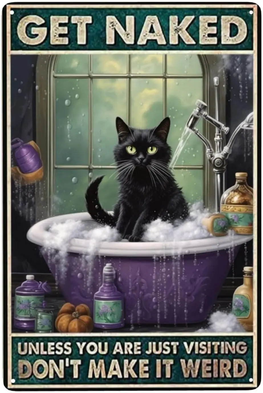 ZHIQUN Naked Visitor Metal Poster 8X12IN - Bathroom Humor Sign for Quirky Hotels, Farmhouse Coffee Bars & Animal Theme  sign