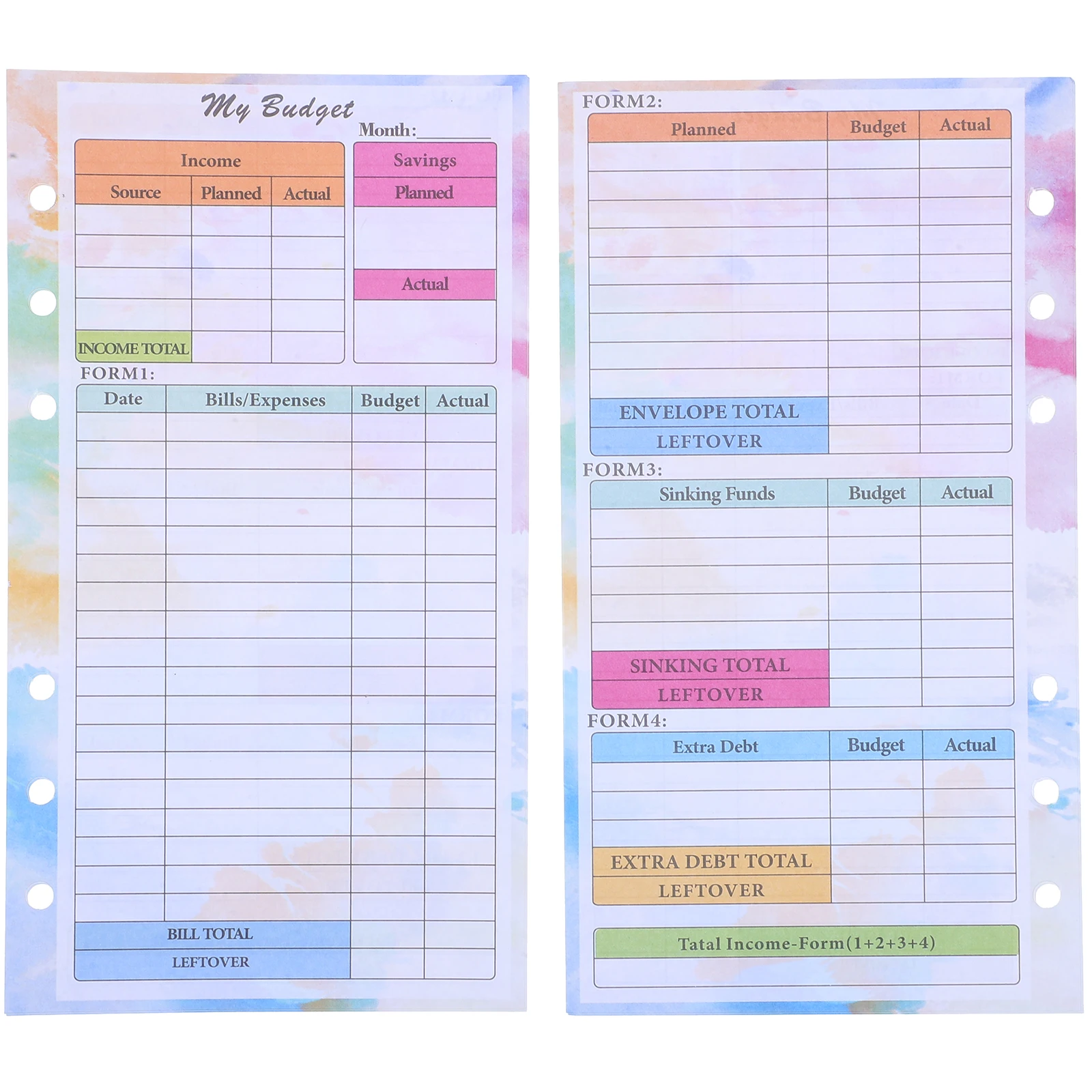 14 Sheets Planner Refills Budget Planner Inserts 6 Hole Binder Refill Paper Thick Quality Expense Tracker Notebook