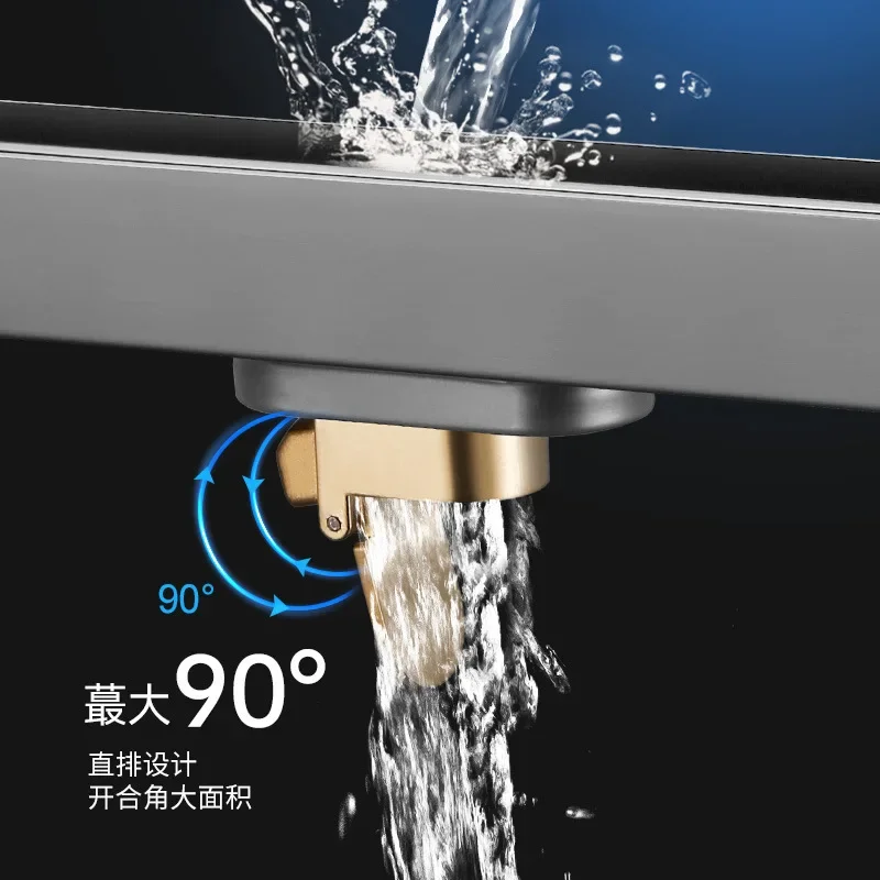 ash extremely narrow one-word linear strip 304 stainless steel deodorant floor drain rectangular bathroom minimalist side