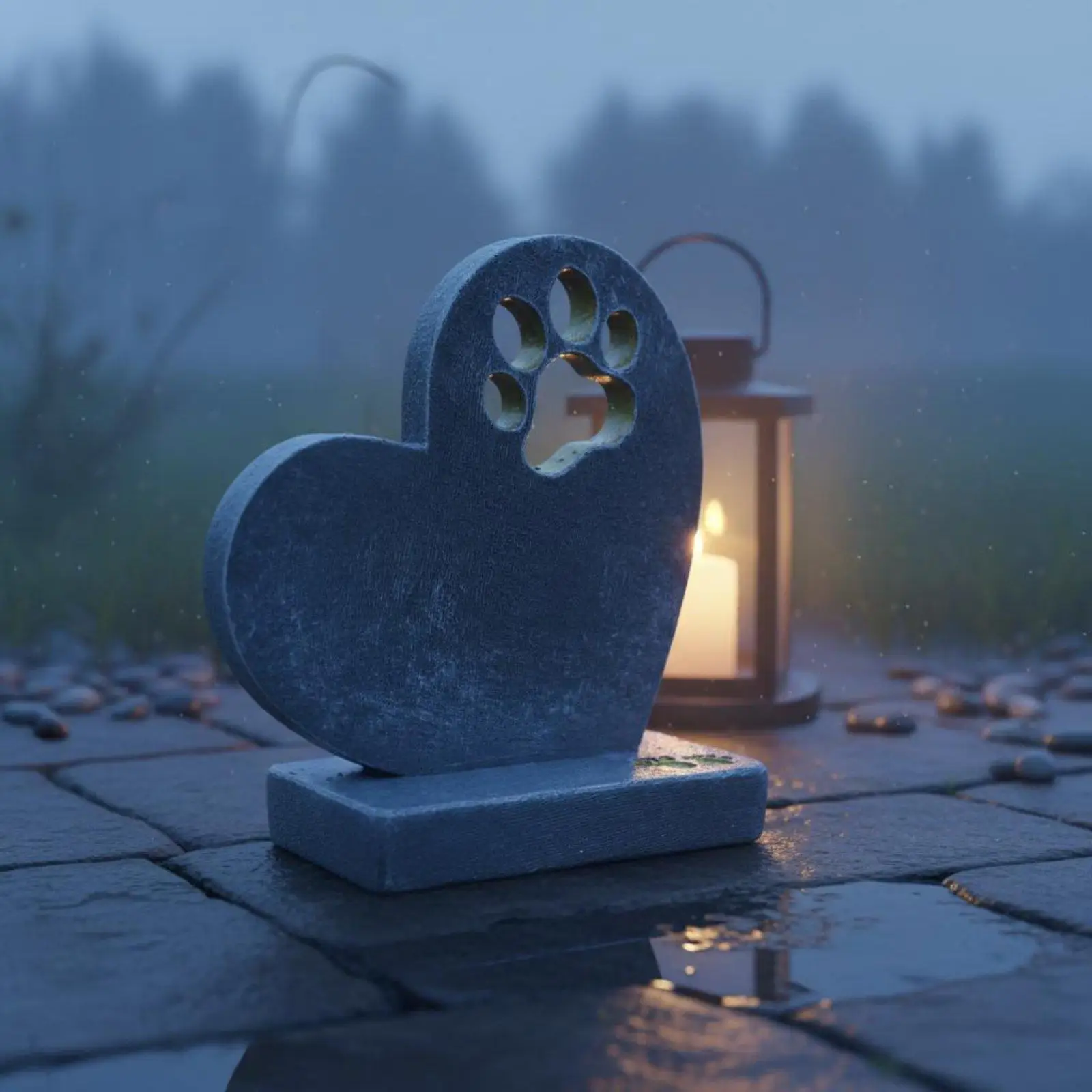 Heart Shaped Resin Pet Memorial Statue Dog Grave Marker Personalized Tribute for Outdoor Remembrance Garden Decor