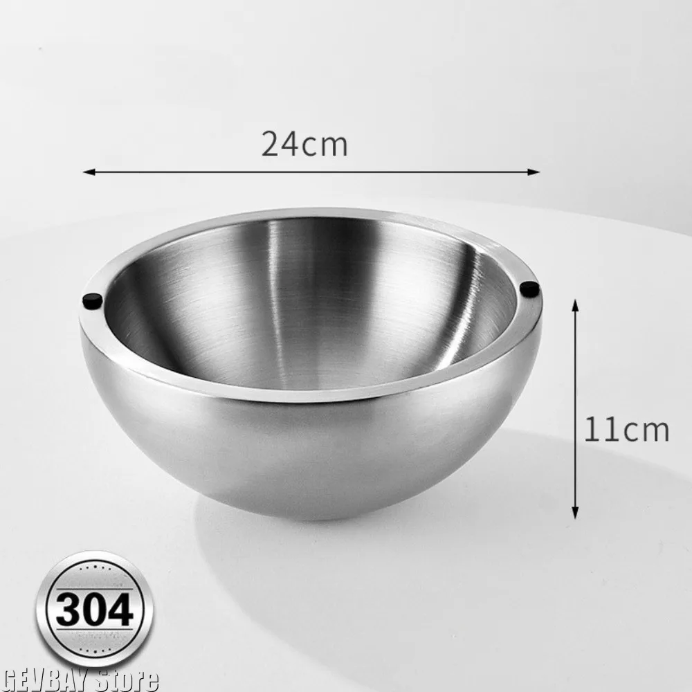 Insulated Stainless Steel Dip Chiller Bowl – 16/20/24cm Double Walled Fruit Salad Serving Bowl