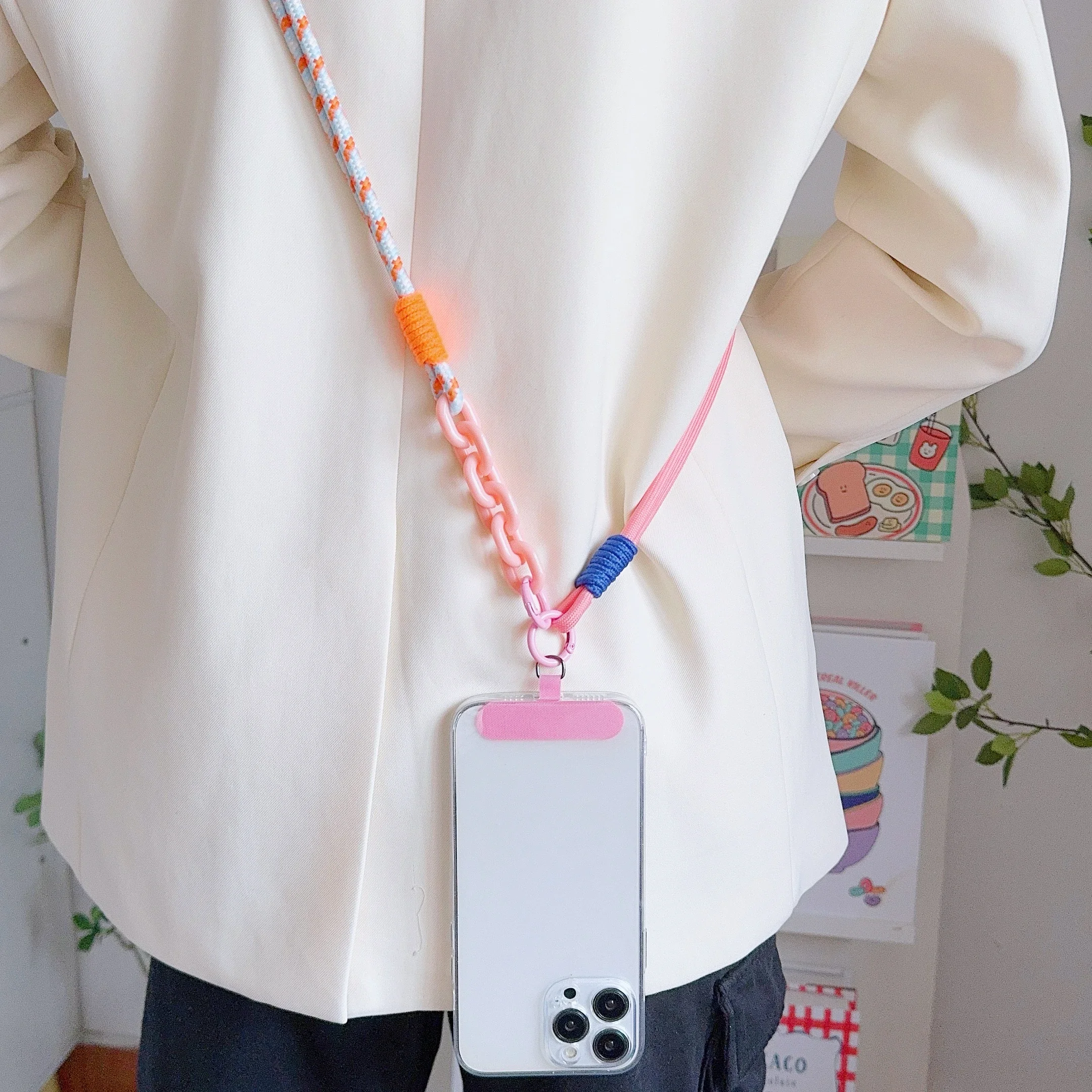 New Fashion Trend Diagonal Long Rope Mobile Phone Universal Lanyard Shoulder Strap Lanyard Neck Multi-Functional Anti-Loss Rope