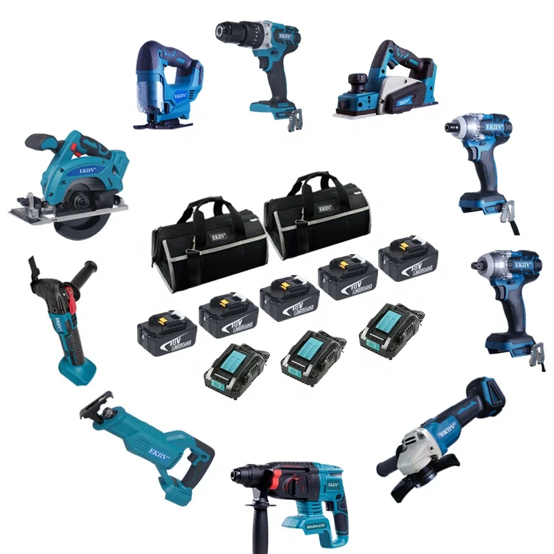 EKIIV Hot sale !!! 4.0ah 5.0ah 6.0ah  21V 18v Combo Power Tool Set Brushless Drill Cordless Tool Kits Power Tool Combo Kits